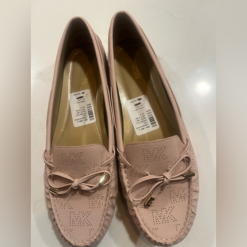New Michael Michael Kors Pink Juliette logo-print loafers Size 10